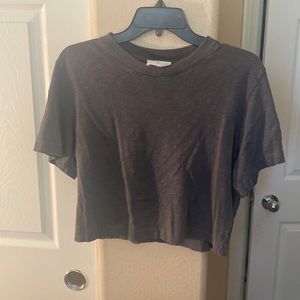 7 For All Mankind Girlfriend Tee in Charcoal 100% Cotton